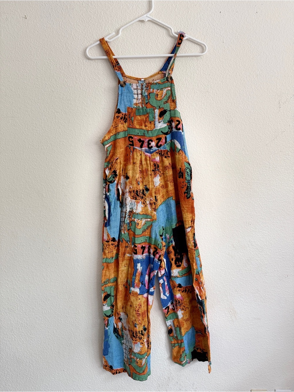 Abstract-Print Women's Small Jumpsuit in Orange, Blue & Green unbranded
